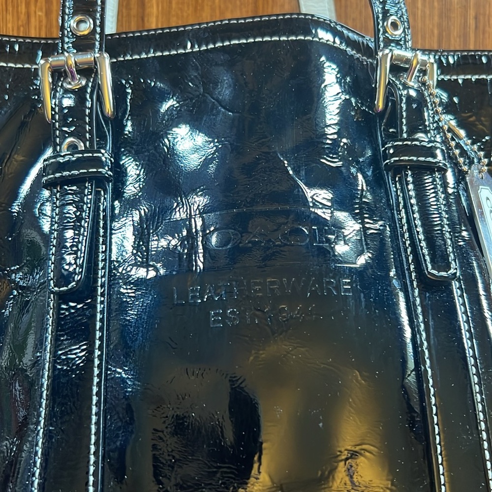 Coach Black Patent Leather Tote - Picture 2 of 11